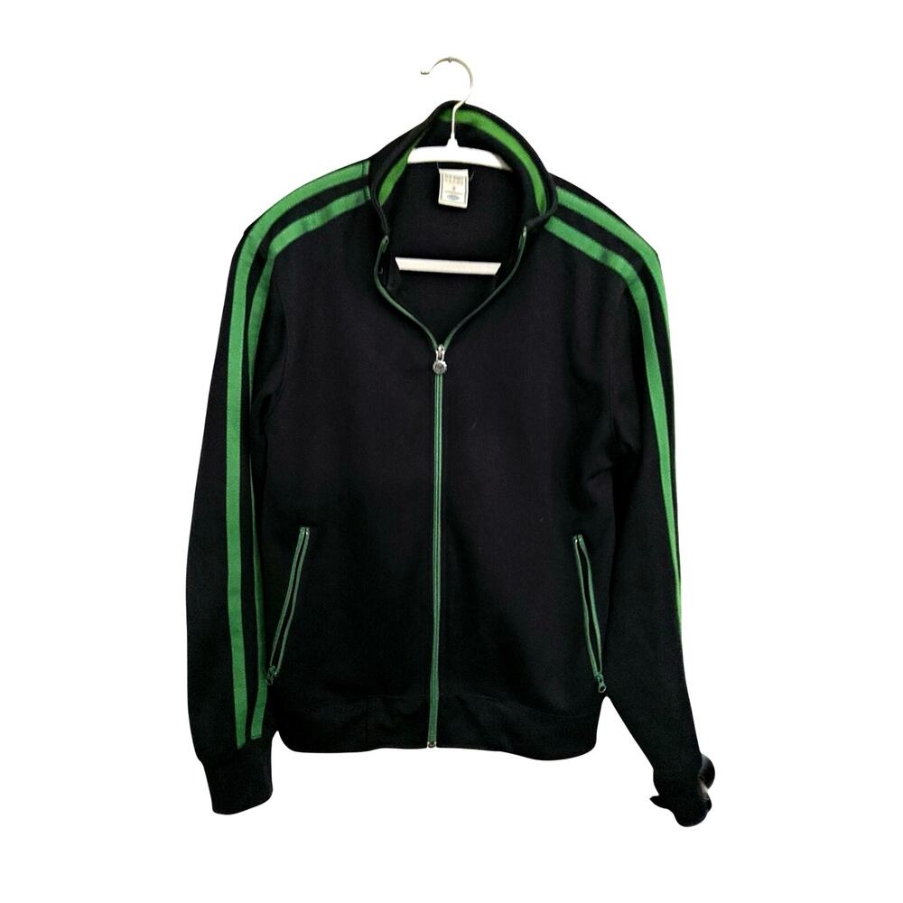 Y2K Old Navy athletic track retro jacket black green striped zip streetwear